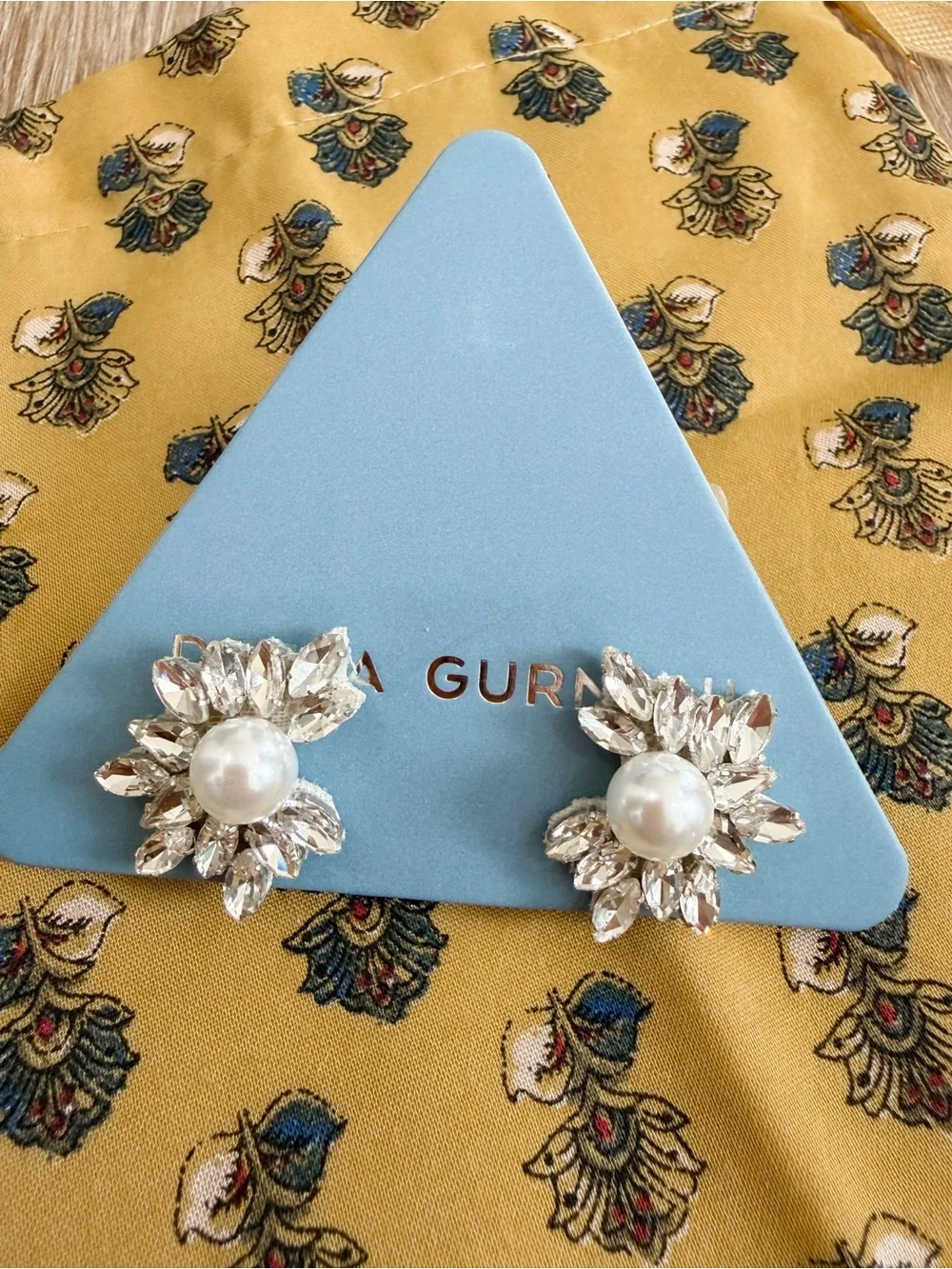 NWT Anthropologie Deepa Gurnani Sahana Earrings Faux Pearl Handmade Silver